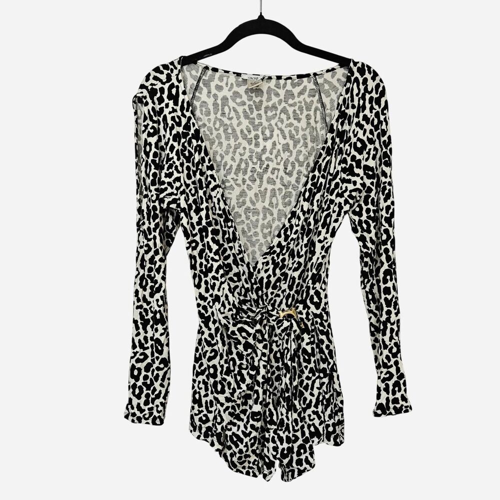 y2k Caché black white leopard long sleeve top